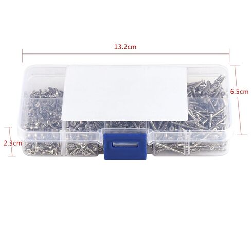 Plated Carbon Steel Drilling Screws Set, 800pcs M2 Cross Flat Head Self Tapping Screws Woodworking Fastener, Small Wood Screw in Saudi Arabia