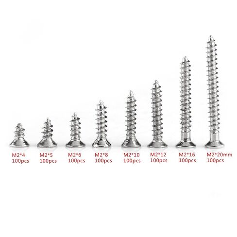 Plated Carbon Steel Drilling Screws Set, 800pcs M2 Cross Flat Head Self Tapping Screws Woodworking Fastener, Small Wood Screw in Saudi Arabia