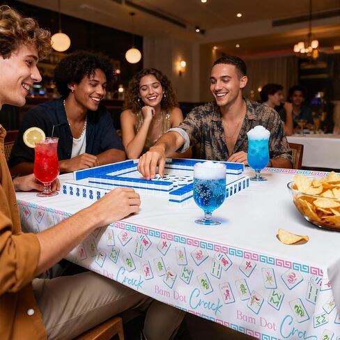 قطعتان من مفارش المائدة ماجونج للاستعمال مرة واحدة لديكورات الحفلات، مقاس 70.8 × 42.5 سم، أغطية طاولات ماجونج بلاستيكية من أجل ليلة اللعب، مستلزمات ماجونج الأمريكية، ديكور سهل التنظيف لنوادي أعياد الميلاد الاجتماعية in Kuwait