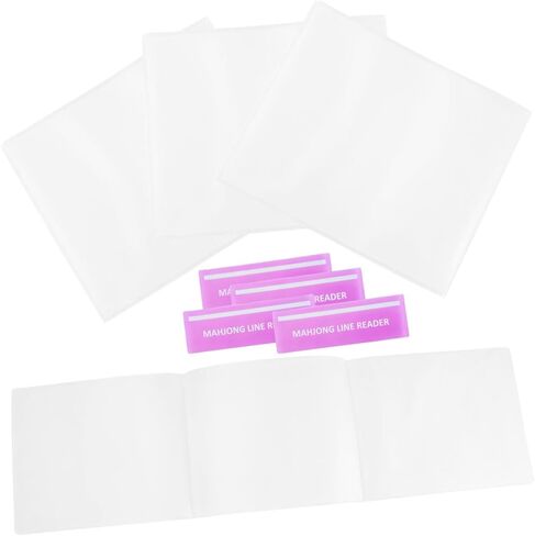 4 قطع من أغطية PVC غير اللامعة مع 4 قارئات لخطوط بطاقات Mahjong لسهولة تتبع الخطوط وأكمام حماية بطاقات Mahjong لبطاقات القاعدة 2026 مقاس كبير (6.2 بوصة × 5.2 بوصة) in Kuwait