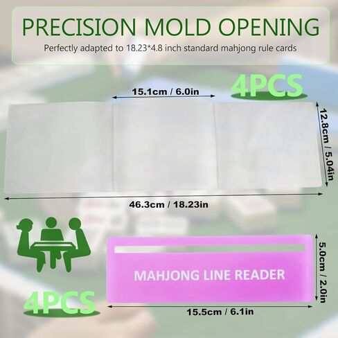 4 قطع من أغطية PVC غير اللامعة مع 4 قارئات لخطوط بطاقات Mahjong لسهولة تتبع الخطوط وأكمام حماية بطاقات Mahjong لبطاقات القاعدة 2026 مقاس كبير (6.2 بوصة × 5.2 بوصة) in Kuwait