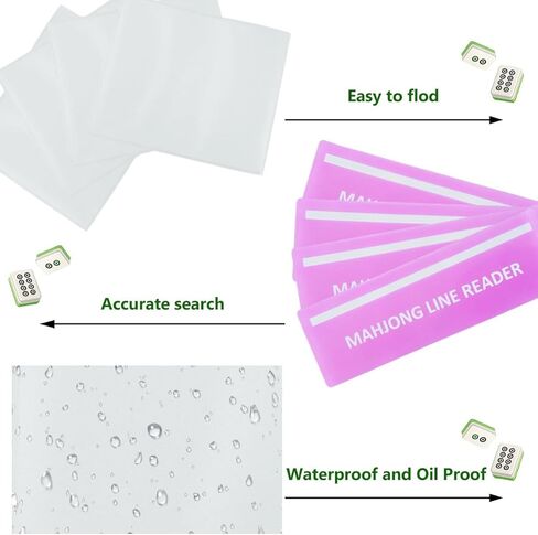 4 قطع من أغطية PVC غير اللامعة مع 4 قارئات لخطوط بطاقات Mahjong لسهولة تتبع الخطوط وأكمام حماية بطاقات Mahjong لبطاقات القاعدة 2026 مقاس كبير (6.2 بوصة × 5.2 بوصة) in Kuwait