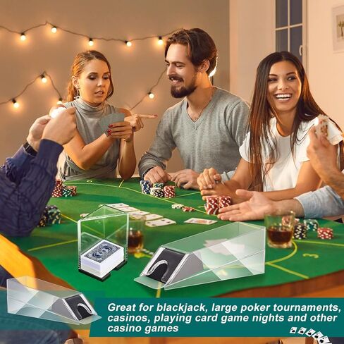 حذاء بلاك جاك مكون من 6 طوابق مع صينية رمي، موزع بطاقات أكريليك شفاف للعب أوراق اللعب، موزع أحذية بلاك جاك لتوزيع الأحذية، صواني حامل لألعاب البلاك جاك (قطعتان) in Kuwait