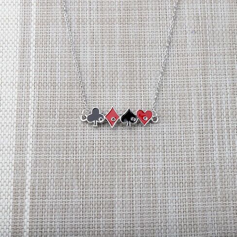 BEKECH Casino Gambling Theme Necklace Playing Card Game Poker Night Jewelry Poker Players Gambling Gift in Saudi Arabia