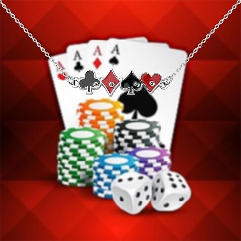 BEKECH Casino Gambling Theme Necklace Playing Card Game Poker Night Jewelry Poker Players Gambling Gift in Saudi Arabia