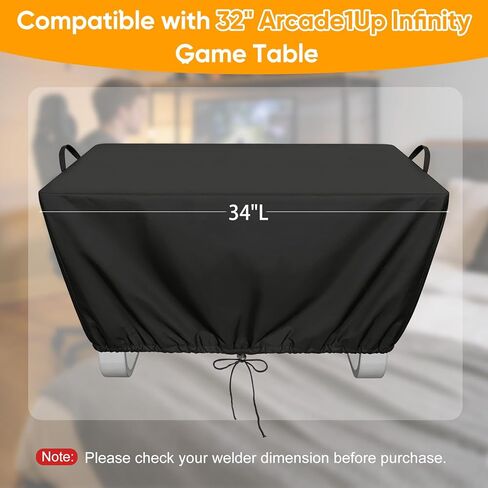 غطاء طاولة ألعاب متوافق مع طاولة ألعاب Arcade1Up Infinity مقاس 32 بوصة، وواقي شاشة مقاوم للماء 420D، أسود in Kuwait