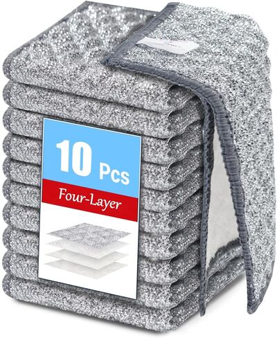 Wangjinpeng12 Pcs New Upgrade 3-Layer Metal Dish Cloths, Non-Scratch Odor-Free Multipurpose Wire Dishwashing Rags for Wet Dry Use, Kitchen Cleaning Cloths for Dishes, Sinks & Stove Tops(7.87X7.87) in Saudi Arabia