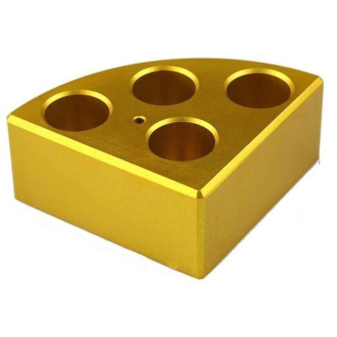 SCILOGEX Quarter Reaction Block Aluminum Gold - 4 Hole Lab Block for 16mL Vessels, 21.6mm Diameter x 31.7mm Depth - Durable Laboratory Accessory (2 Pack) in Kuwait