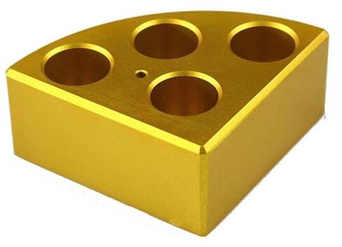 SCILOGEX Quarter Reaction Block Aluminum Gold - 4 Hole Lab Block for 16mL Vessels, 21.6mm Diameter x 31.7mm Depth - Durable Laboratory Accessory (2 Pack) in Saudi Arabia
