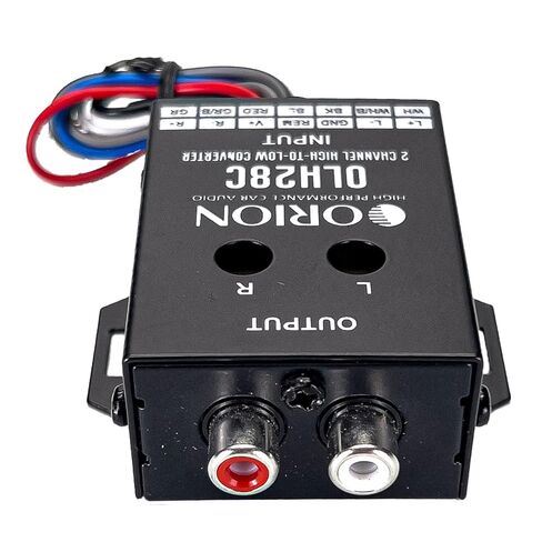 Orion OLH28C 2-Channel High-to-Low Converter – Speaker Wire to RCA Line Output, Signal Adapter, Remote Turn ON Wire, Compact and Easy to Install in Saudi Arabia