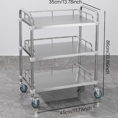 3 الطبقة الفولاذ المقاوم للصدأ مختبر تخدم عربة 45x35x86 سنتيمتر متعددة الوظائف عربة المطبخ المتداول تخزين الرف ل in Kuwait