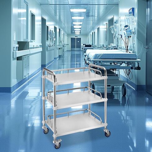 3 الطبقة الفولاذ المقاوم للصدأ مختبر تخدم عربة 45x35x86 سنتيمتر متعددة الوظائف عربة المطبخ المتداول تخزين الرف ل in Kuwait