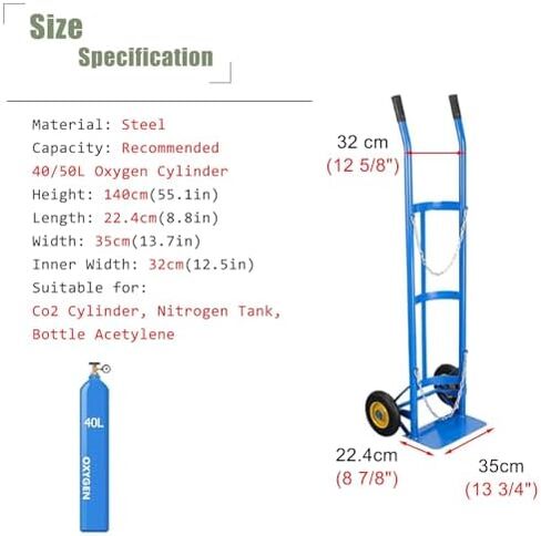 Stainless Steel Gas Cylinder Rack - Durable Oxygen Tank Cart with Wheels, Lightweight Rolling Cylinder Holder for Laboratory Use, Long-Lasting Cylinder Dolly in Saudi Arabia