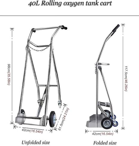 40L Gas Cylinder Trolley,Propane Cylinder Cart with 4 Wheels,Gas Cylinder Hand Truck with Safety Chain for Factory Laboratory in Saudi Arabia