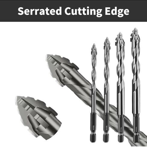 Multi-Function 4-Blade Serrated Eccentric Drill, 4-Blade Serrated Drill Set with high Hardness, Suitable for Concrete, Ceramic Tile and Wood in Saudi Arabia
