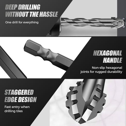 Multi-Function 4-Blade Serrated Eccentric Drill, 4-Blade Serrated Drill Set with high Hardness, Suitable for Concrete, Ceramic Tile and Wood in Saudi Arabia