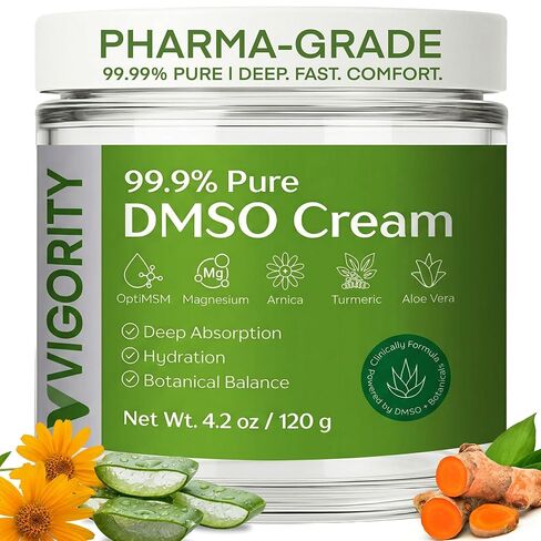 Vigority DMSO Cream 99.9% Pure for Topical Joint, Muscle Comfort - DMSO Pharmaceutical Grade Cream with Arnica, Magnesium, Turmeric, OptiMSM, Aloe Vera 2 Pack in Kuwait