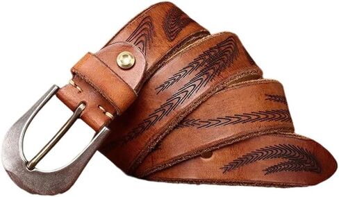 Men's Leather Belt - 3.8 cm Solid Cowhide with Needle Buckle, Western Style in Saudi Arabia
