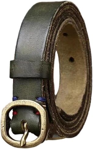 Women's Slim Leather Belt - 2.3 cm Solid Cowhide with Copper Buckle for Jeans in Saudi Arabia