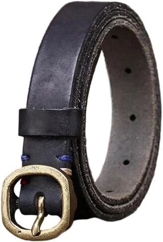 Women's Slim Leather Belt - 2.3 cm Solid Cowhide with Copper Buckle for Jeans in Saudi Arabia