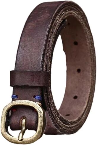Women's Slim Leather Belt - 2.3 cm Solid Cowhide with Copper Buckle for Jeans in Saudi Arabia
