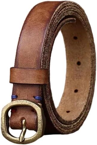 Women's Slim Leather Belt - 2.3 cm Solid Cowhide with Copper Buckle for Jeans in Saudi Arabia