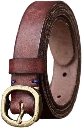 Women's Slim Leather Belt - 2.3 cm Solid Cowhide with Copper Buckle for Jeans in Saudi Arabia