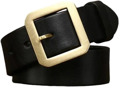 Men's Leather Belt - 3.8 cm Cowhide with Copper Brass Buckle for Casual Jeans in Saudi Arabia