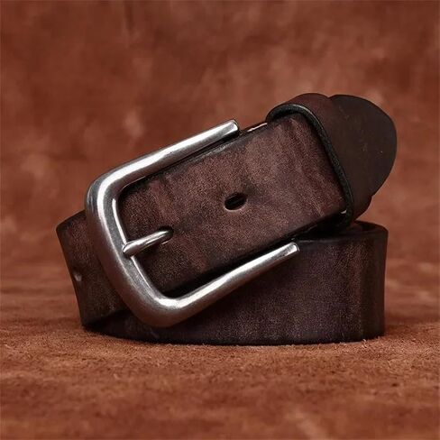 Men's Leather Belt - 3.8 cm Solid Cowskin with Stainless Steel Buckle for Daily Use in Saudi Arabia