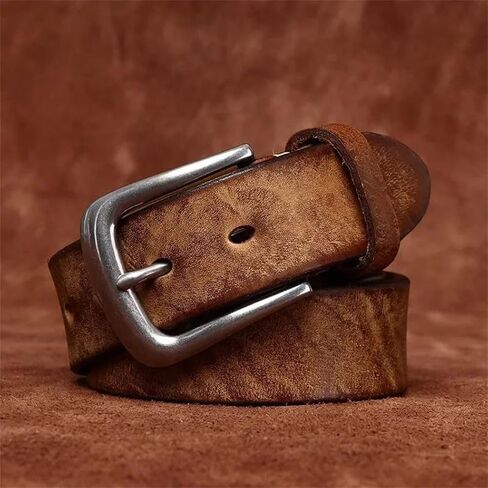 Men's Leather Belt - 3.8 cm Solid Cowskin with Stainless Steel Buckle for Daily Use in Saudi Arabia