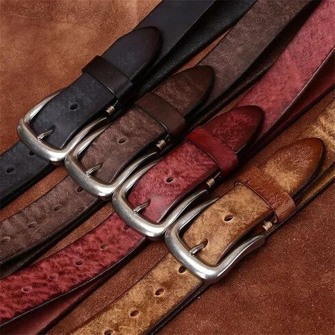 Men's Leather Belt - 3.8 cm Solid Cowskin with Stainless Steel Buckle for Daily Use in Saudi Arabia