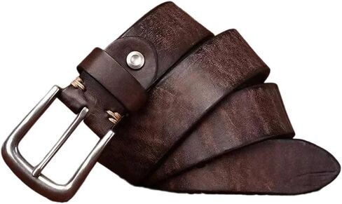 Men's Leather Belt - 3.8 cm Solid Cowskin with Stainless Steel Buckle for Daily Use in Saudi Arabia