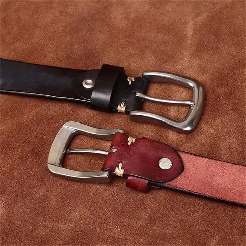Men's Leather Belt - 3.8 cm Solid Cowskin with Stainless Steel Buckle for Daily Use in Saudi Arabia