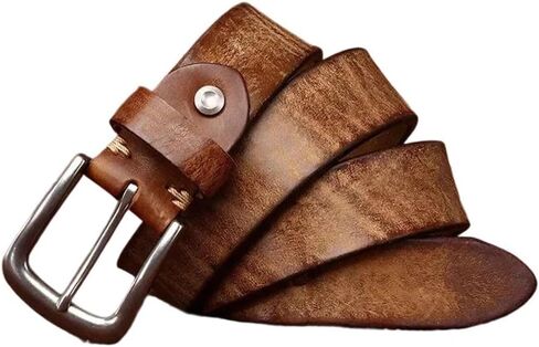 Men's Leather Belt - 3.8 cm Solid Cowskin with Stainless Steel Buckle for Daily Use in Saudi Arabia