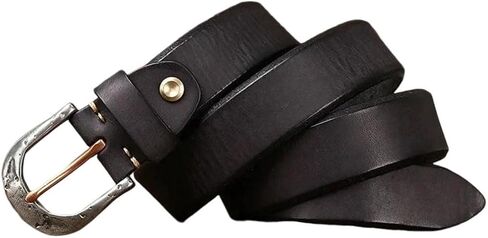 Men's Durable Belt - 3.8 cm Solid Cowhide with Stainless Steel Buckle in Saudi Arabia