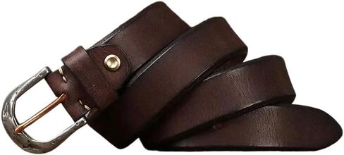 Men's Durable Belt - 3.8 cm Solid Cowhide with Stainless Steel Buckle in Kuwait