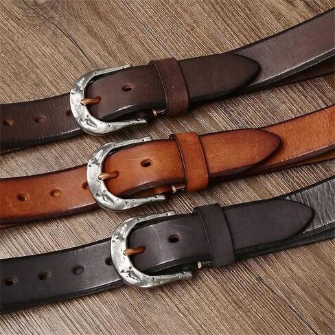 Men's Durable Belt - 3.8 cm Solid Cowhide with Stainless Steel Buckle in Kuwait