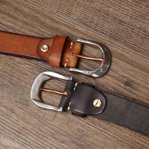 Men's Durable Belt - 3.8 cm Solid Cowhide with Stainless Steel Buckle in Kuwait