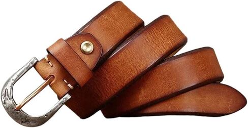 Men's Durable Belt - 3.8 cm Solid Cowhide with Stainless Steel Buckle in Kuwait