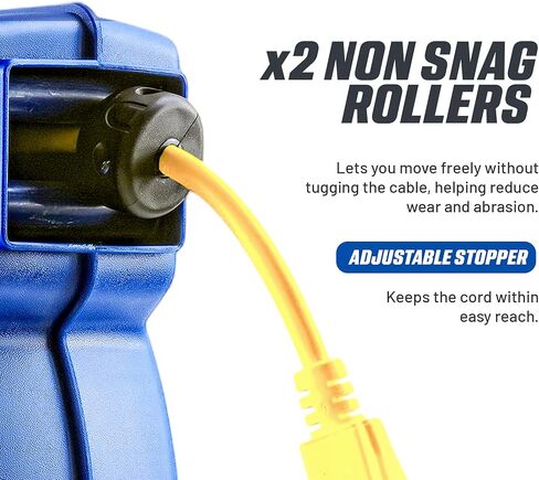 Goodyear Retractable Extension Cord Reel – Heavy-Duty Commercial Cable with Triple Tap Connector, Auto-Rewind & Wall/Ceiling Mountable (Industrial, 12AWG x 80 ft) in Saudi Arabia