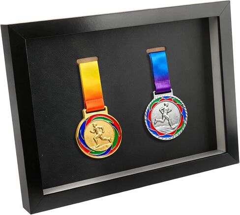 Klmnop Medal Display Shadow Box, Photo and Single Medal Display Frame Case, Wood Sport Medal Display Frame Perfect for Marathon Runner, All Sports Winners(12.8×9×1.4 Inch) in Saudi Arabia