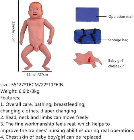 Neonatal Model, 1.8ft Life-Size Simulator Anatomical with Replaceable Chest Skin and Storage Bag in Saudi Arabia