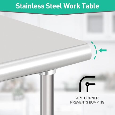 Food Prep Stainless Steel Table - [60 * 24 * 35inch], [ NSF Certified ], Without Wheel and Backsplash, Adjustable Under Shelf, Heavy Duty, Commercial Use, Ideal for Restaurant, Home in Saudi Arabia