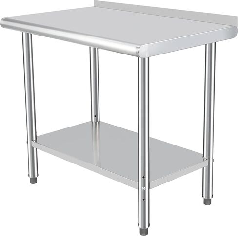 Garvee 24×48 in Commercial Work Table with Undershelf, Stainless Steel Prep Table, Stainless Steel Kitchen Worktops, for Kitchen Restaurant, Home and Hotels, with Backboard in Saudi Arabia
