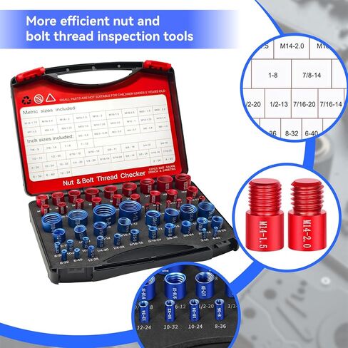 52PCS Nut and Bolt Thread Checker, Thread Checker Standard and Metric, 28 Inch & 24 Metric Thread Gauge in Saudi Arabia