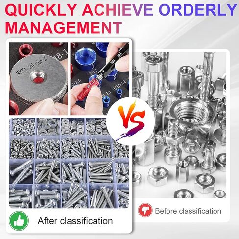 Thread Checker, 50 Pcs Nut and Bolt Thread Checker - 27 Standard & 23 Metric Box Set Thread Gauge for Size Checker of Bolts or Nuts in Narrow Areas in Saudi Arabia