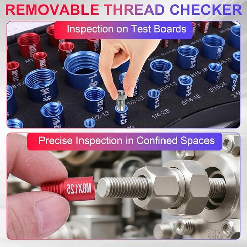 Thread Checker, 50 Pcs Nut and Bolt Thread Checker - 27 Standard & 23 Metric Box Set Thread Gauge for Size Checker of Bolts or Nuts in Narrow Areas in Saudi Arabia