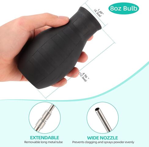 Diatomaceous Earth Powder Duster with Extendable Metal Tube (5" to 22") & Threaded Seal - Leak-Proof Bulb Sprayer for Garden, Home, Pet Area Insect Control - Includes Funnel & Scoop in Saudi Arabia