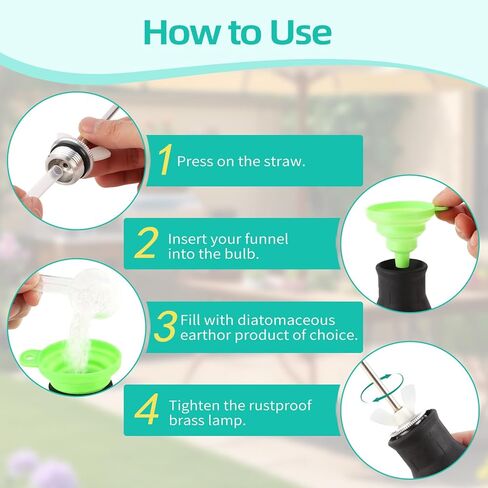 Diatomaceous Earth Powder Duster with Extendable Metal Tube (5" to 22") & Threaded Seal - Leak-Proof Bulb Sprayer for Garden, Home, Pet Area Insect Control - Includes Funnel & Scoop in Saudi Arabia