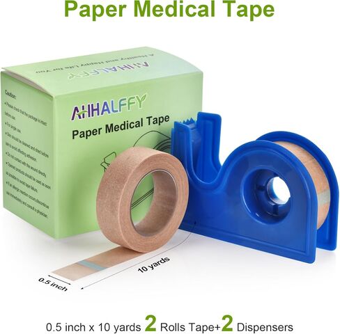 Medical Tape with Dispenser Paper Tape Medical 0.5 inch x 10yd Sensitive Skin Micropore Tape Breathable for Wound Care Nose Tape for Rhinoplasty Shaping(2 Rolls Nose Tape + 2 Dispensers Included) in Kuwait
